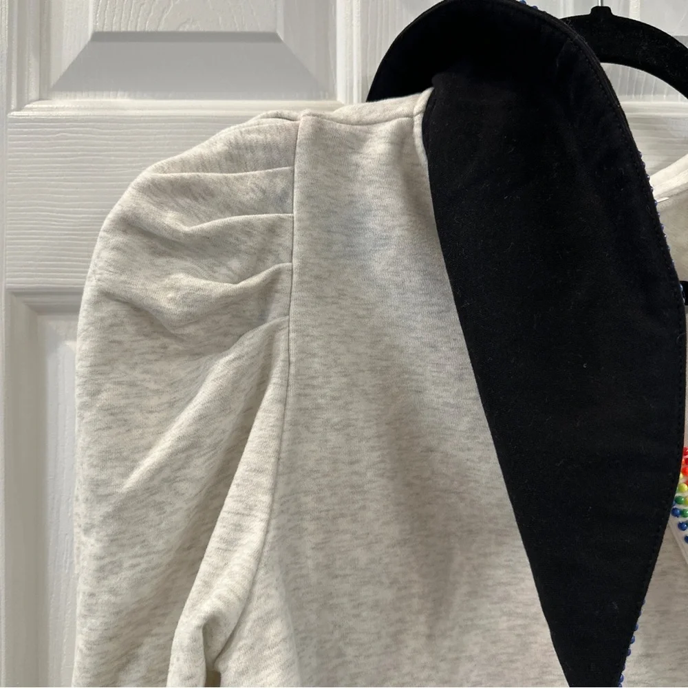 QUEEN OF SPARKLES Black and White Sweatshirt with Rainbow Trim - Picture 6 of 8